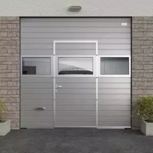 Автоматические секционные гаражные ворота с калиткой ALUTECH Prestige 2500×2500 мм